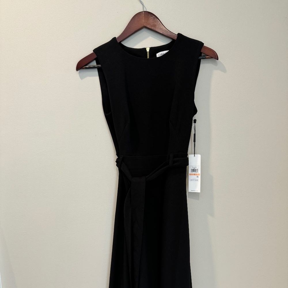 NWT Calvin Klein Black A line Mid Calf Dress